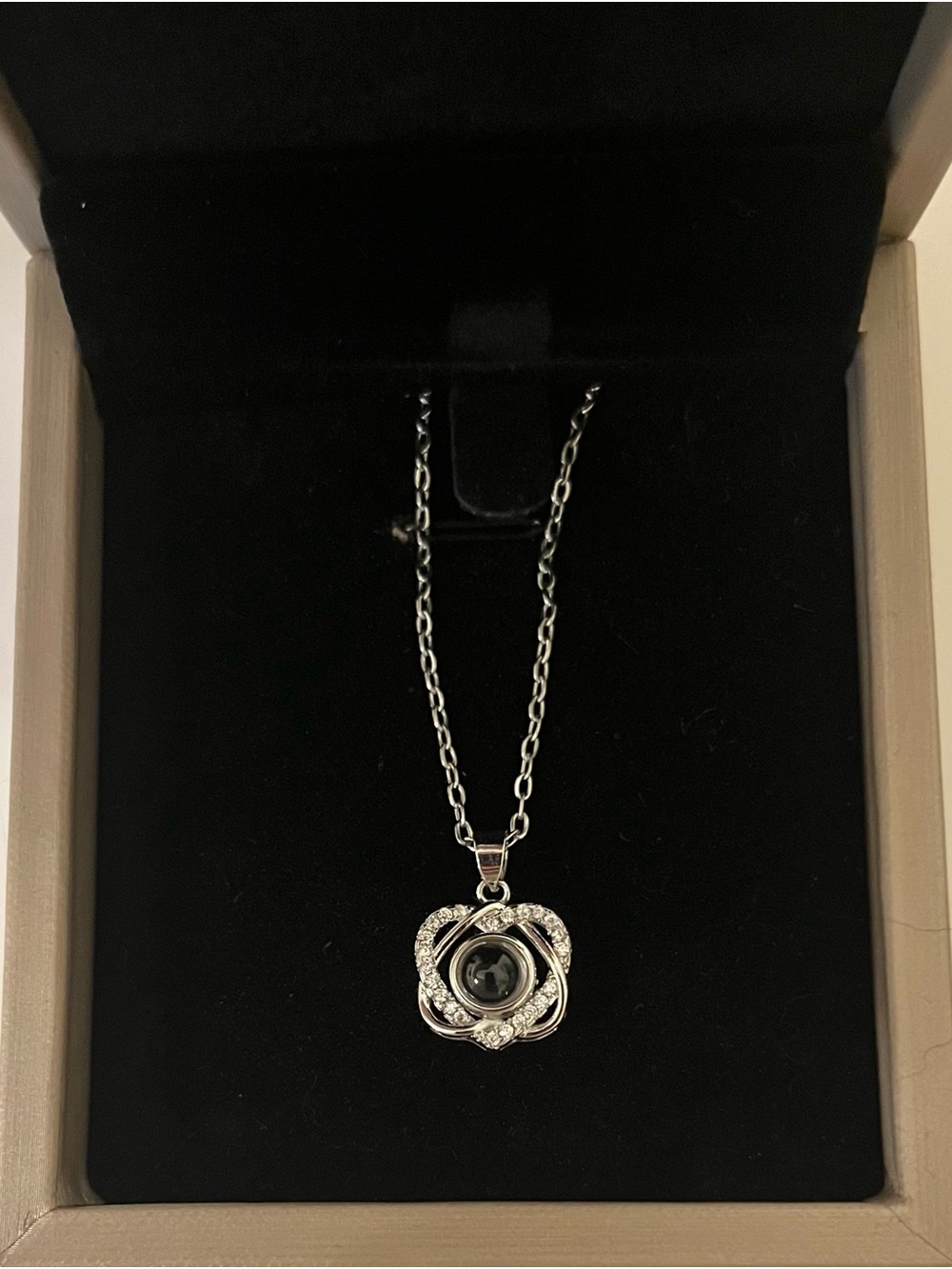 Silver-Tone Black Stone Heart Pendant Necklace - Women Jewelry